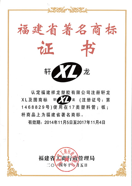 2014年-2017年福建省著名商标